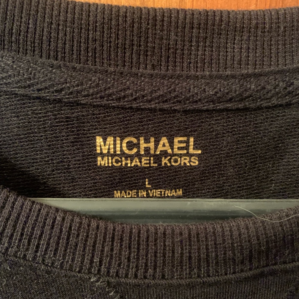 Michael KORS, NEW NEVER WORN, Large BLACK long sleeve sweatshirt, top Round neck - Picture 2 of 7